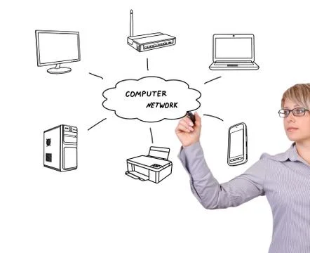 Drawing scheme computer network Stock Illustration