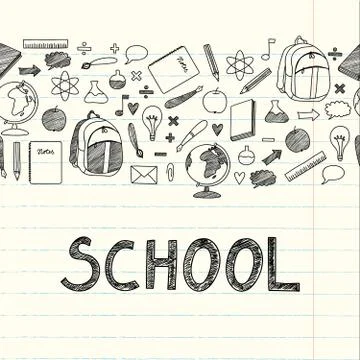 Drawing school items Stock Illustration