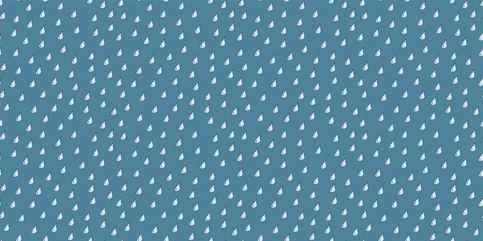 Drawing seamless cartoon pattern with falling drops. Hand drawn repeatable rain 库存插图