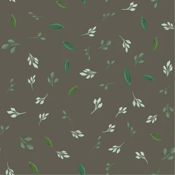 Drawing of seamless pattern with different leaves Stock Illustration