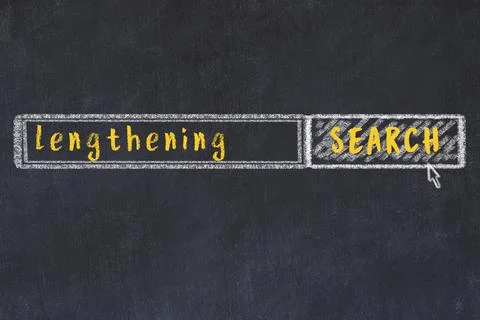 Drawing of search engine on black chalkboard. Concept of looking for lengthen Stock Illustration