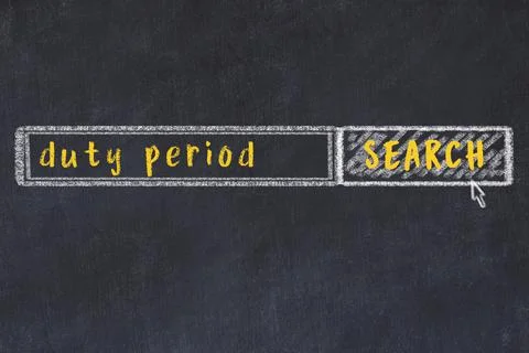 Drawing of search engine on black chalkboard. Concept of looking for duty per 스톡 일러스트