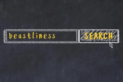 Drawing of search engine on black chalkboard. Concept of looking for beastlin Stock Illustration