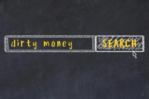 Drawing of search engine on black chalkboard. Concept of looking for dirty mo Stock Illustration
