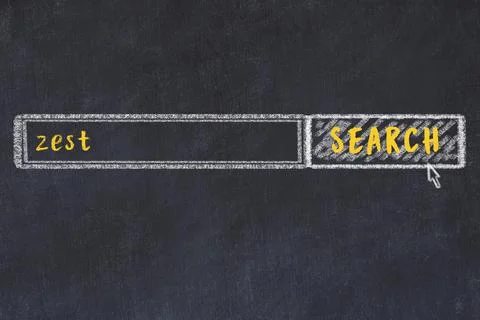 Drawing of search engine on black chalkboard. Concept of looking for zest Stock Illustration