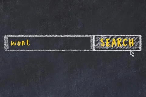 Drawing of search engine on black chalkboard. Concept of looking for wont Stock Illustration