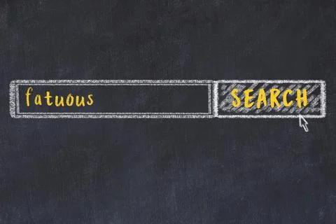 Drawing of search engine on black chalkboard. Concept of looking for fatuous Stock Illustration