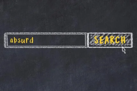 Drawing of search engine on black chalkboard. Concept of looking for absurd Stock Illustration