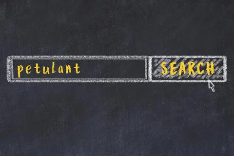 Drawing of search engine on black chalkboard. Concept of looking for petulant Stock Photos