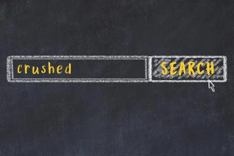 Drawing of search engine on black chalkboard. Concept of looking for crushed Stock Photos