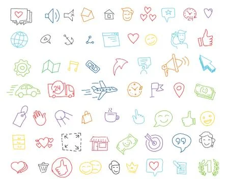 Drawing set Painted by hand. Lines in pencil sketch rough draft Stock Illustration
