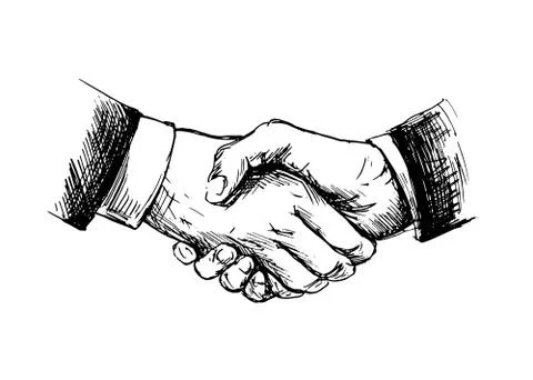 Drawing shake hands Stock Illustration