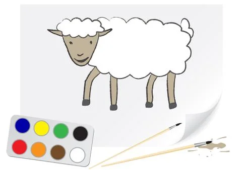 Drawing sheep Stock Illustration