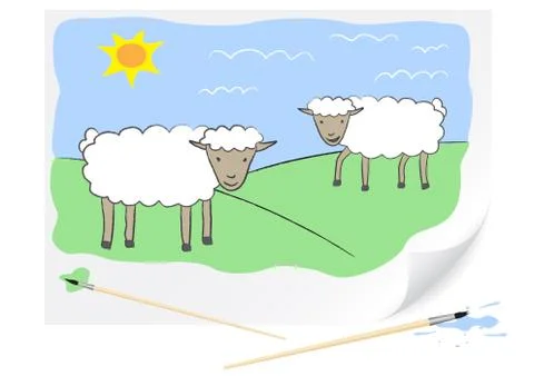 Drawing sheeps Stock Illustration