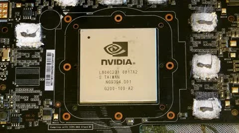 Drawing of silver heat-conducting paste on the videocard chip. Time lapse Stockbeeldmateriaal 11700749