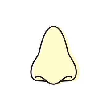 Drawing of a simple nose shape in a light color on a plain background showing Illustrazione stock