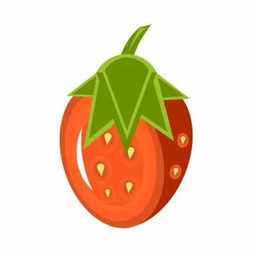 Drawing a simple red strawberry 2D illustration isolated on white background. Stock Illustration