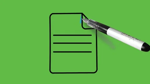 Drawing single file in black and blue colour combination on green screen Video stock 156401415