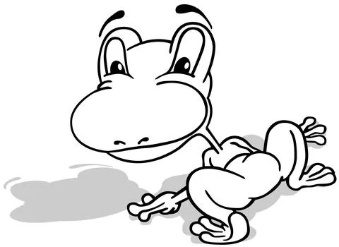 Drawing of a Sitting Frog from the Rear View Stock Illustration