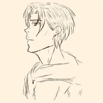 Drawing sketch guy in a sweatshirt with bangs Stock Illustration