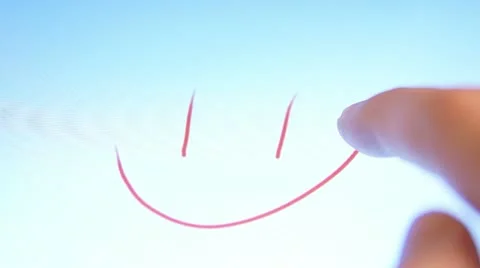 Drawing A Smiley On A Touch Screen Tablet Video stock 18174877