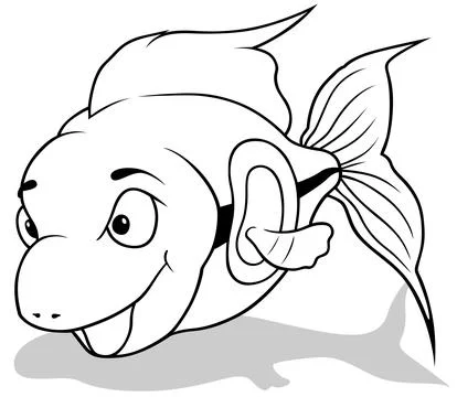 Drawing of a Smiling Barrier Fish Stock Illustration