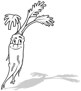 Drawing of a Smiling Carrot Stock Illustration