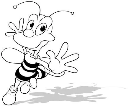 Drawing of a Smiling Dancing Bee Stock Illustration