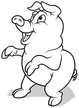 Drawing of a Smiling Piglet Stock Illustration