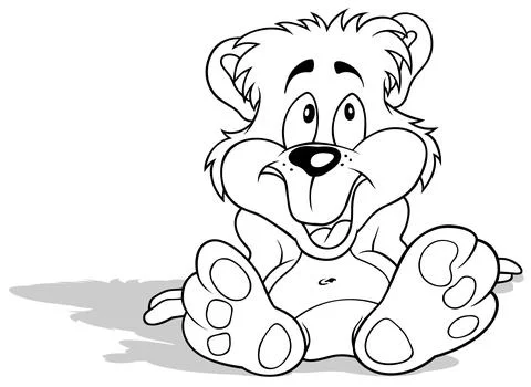 Drawing of a Smiling Sitting Teddy Bear Stock Illustration