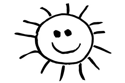 Drawing of smiling sun Stock Photos