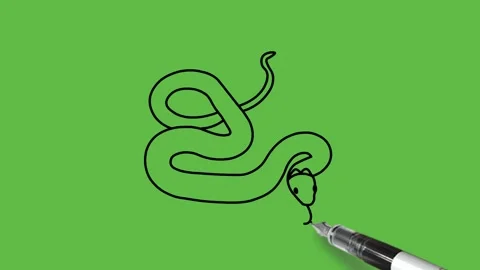 Drawing a snake in black, grey, yellow and blue  colour combination on abstract Vídeo Stock 155180688