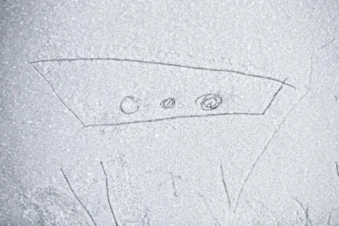 Drawing on snow Fotos Stock