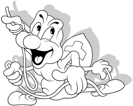 Drawing of a Spider with a Web Thread in its Paws Stock Illustration