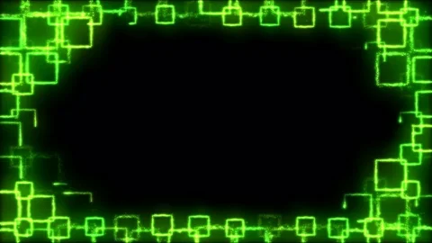 Drawing Square Shapes on Black Background Animation - Loop Green Stock Footage 72860042