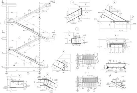 Drawing stairs, uzi section Illustrazione stock