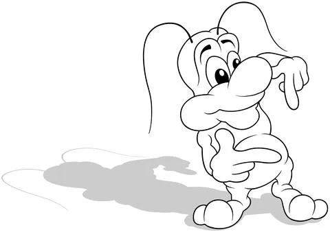 Drawing of a Standing Bug Gesturing with his Hands Stock Illustration