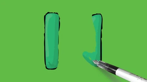 Drawing step backward symbol with blue colour and black outline on green screen Stock Footage 157429728