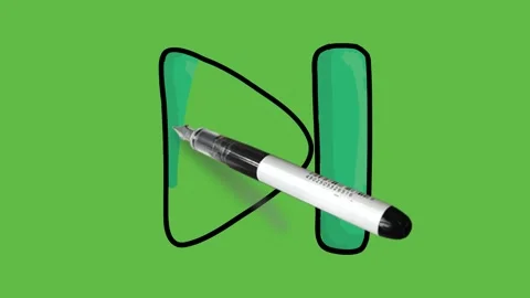 Drawing step forward with blue colour and black outline on green background Vidéo 157429709