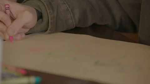 Drawing stick figures with crayon 2 Stock Footage 103861462