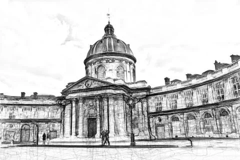 Drawing style that represents a glimpse of one of the historical buildings of Fotos de archivo