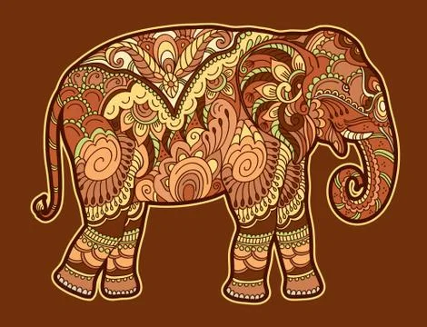 Drawing stylized elephant Stock Illustration