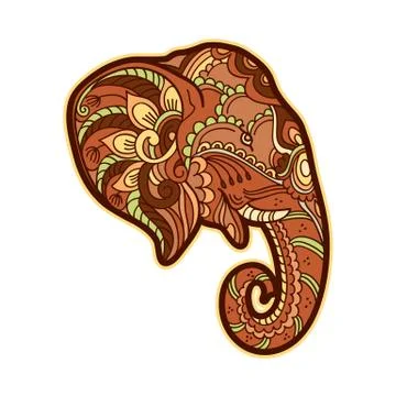 Drawing stylized elephant Stock Illustration