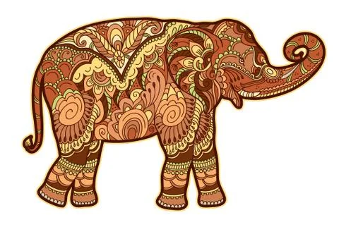 Drawing stylized elephant Stock Illustration
