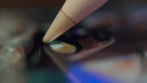 Drawing with a stylus pen on a tablet computer Stock Footage 205584489