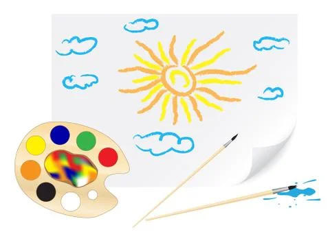 Drawing sun Stock Illustration