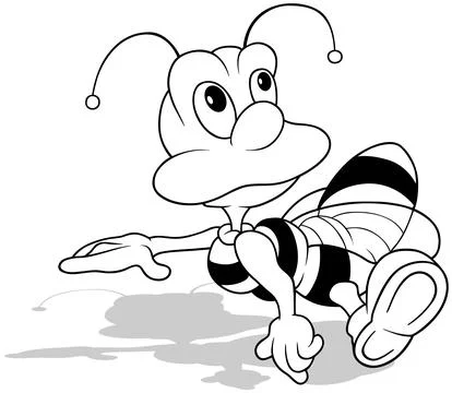 Drawing of a Surprised Bee Looking to the Side Stock Illustration