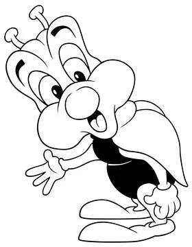 Drawing of a Surprised Beetle with a Turned Head Stock Illustration
