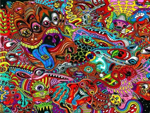 Drawing surreal colorful psychedelic 62135 1600x1200 Stock Illustration