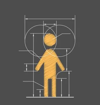 Drawing symbolized human resource isolated on gray Illustrazione stock